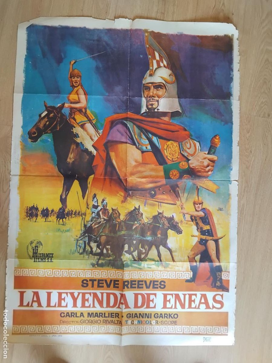 Cine: LA LEYENDA DE ENEAS STEVE REEVES CARTEL DE CINE POSTER ORIGINAL. 100 X 70 CM