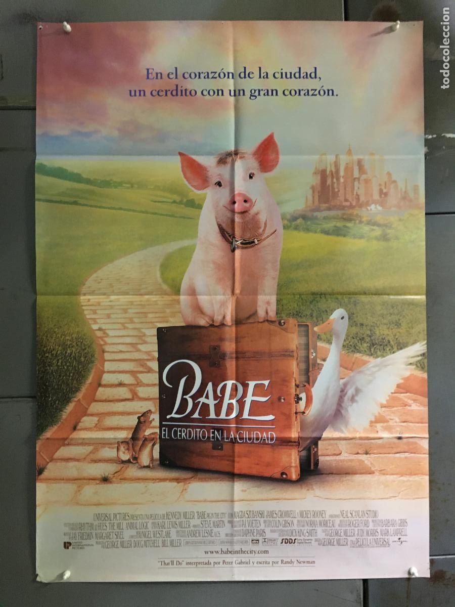 Cine: AFL86 BABE EL CERDITO EN LA CIUDAD MICKEY ROONEY POSTER ORIGINAL 70X100 ESTRENO