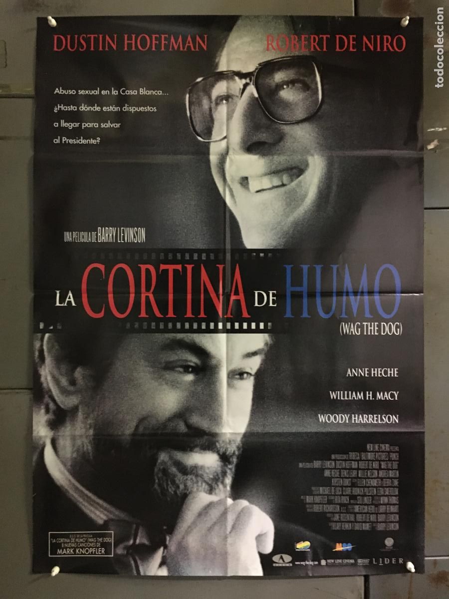 Cine: AFL90 LA CORTINA DE HUMO DUSTIN HOFFMAN ROBERT DE NIRO POSTER ORIGINAL 70X100 ESTRENO