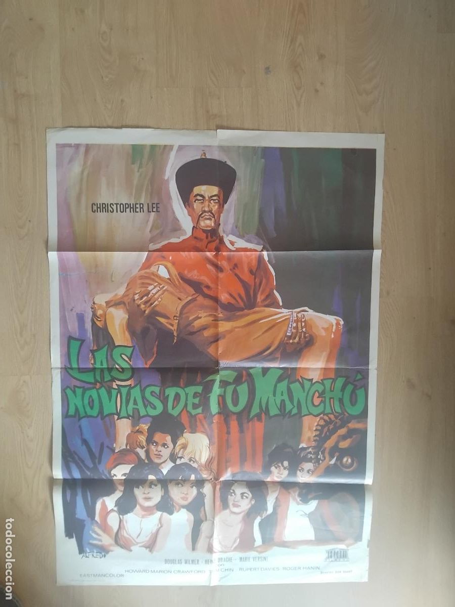 Cine: LAS NOVIAS DE FU MANCHU CHRISTOPHER LEE CARTEL DE CINE POSTER ORIGINAL. 100 X 70 CM.