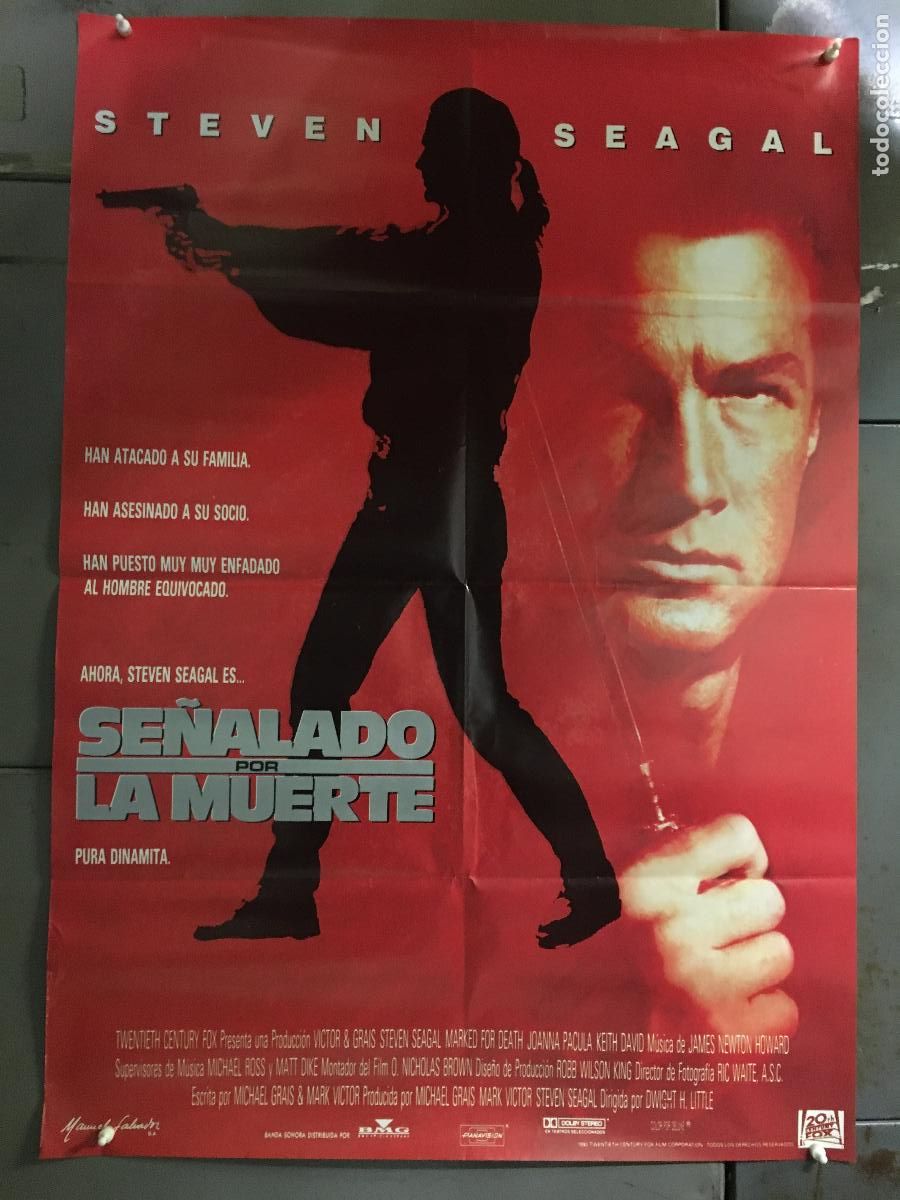 Cine: AFM08 SE&Ntilde;ALADO POR LA MUERTE STEVEN SEAGAL POSTER ORIGINAL 70X100 ESTRENO