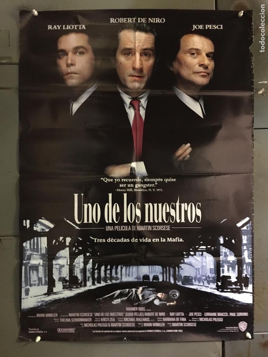 Cine: AFM11 UNO DE LOS NUESTROS goodfellas DE NIRO SCORSESE POSTER ORIGINAL 70X100 ESTRENO