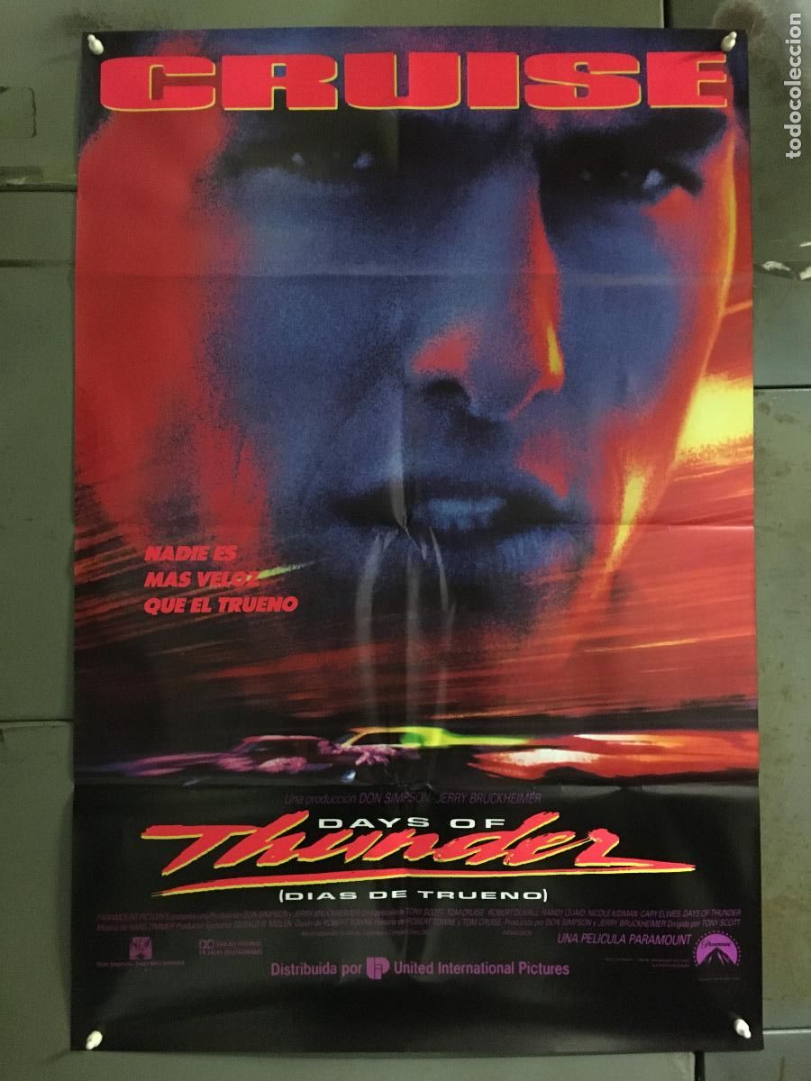 Cine: AFM13 DIAS DE TRUENO TOM CRUISE NICOLE KIDMAN AUTOMOVILISMO POSTER ORIGINAL 70X100 ESTRENO h6