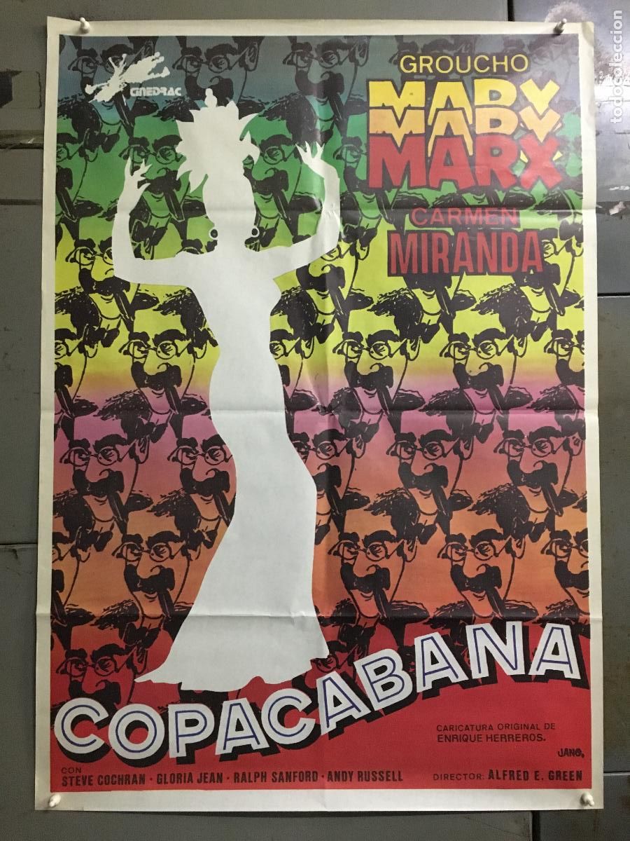 Cine: AFM23 COPACABANA GROUCHO MARX CARMEN MIRANDA POSTER ORIGINAL 70X100 ESPA&Ntilde;OL h6