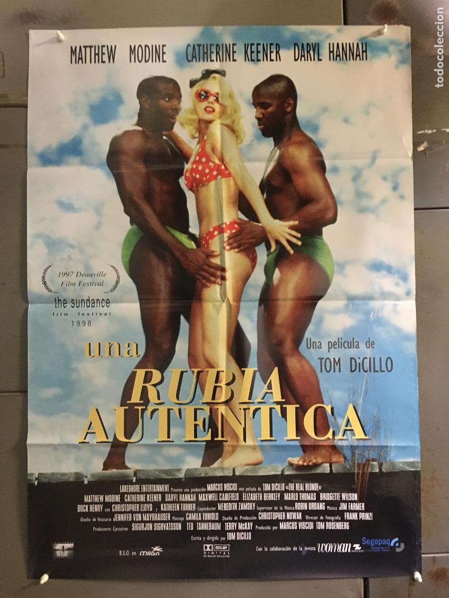 Cine: AFM28 UNA RUBIA AUTENTICA DARYL HANNAH MATTHEW MODINE POSTER ORIGINAL 70X100 ESTRENO h3