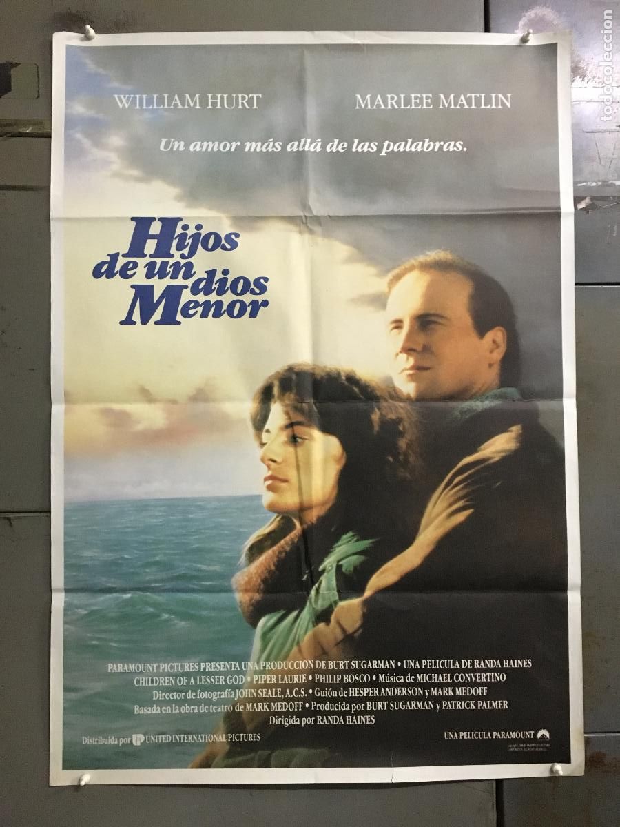 Cine: AFM37 HIJOS DE UN DIOS MENOR WILLIAM HURT MARLEE MATLIN POSTER ORIGINAL 70X100 ESTRENO h2