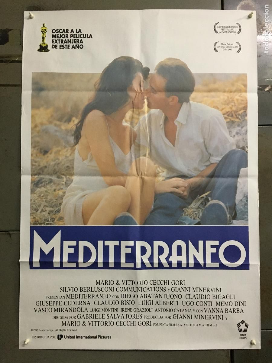 Cine: AFM47 MEDITERRANEO GABRIELE SALVATORES DIEGO ABATANTUONO POSTER ORIGINAL 70X100 ESTRENO h4
