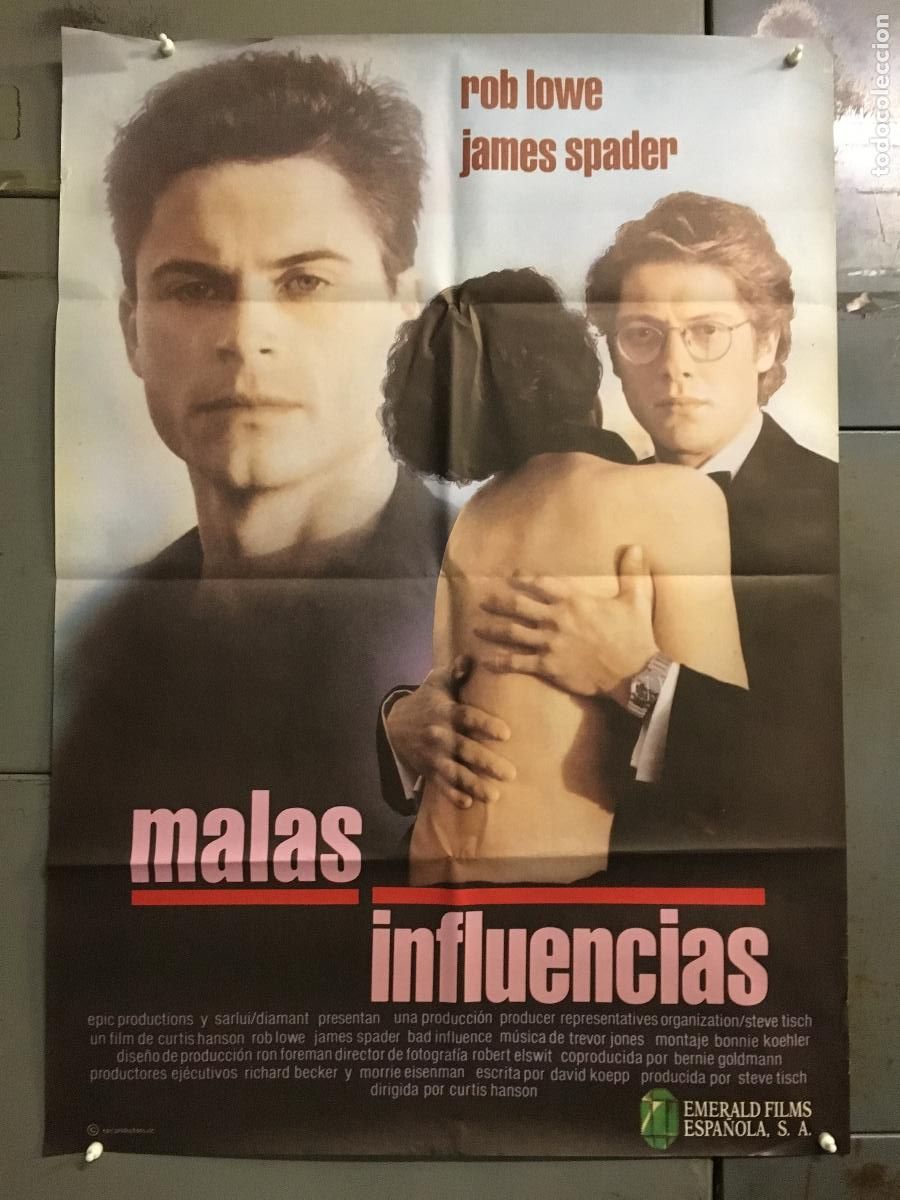 Cine: AFM52 MALAS INFLUENCIAS ROB LOWE JAMES SPADER POSTER ORIGINAL ESTRENO 70X100 h4