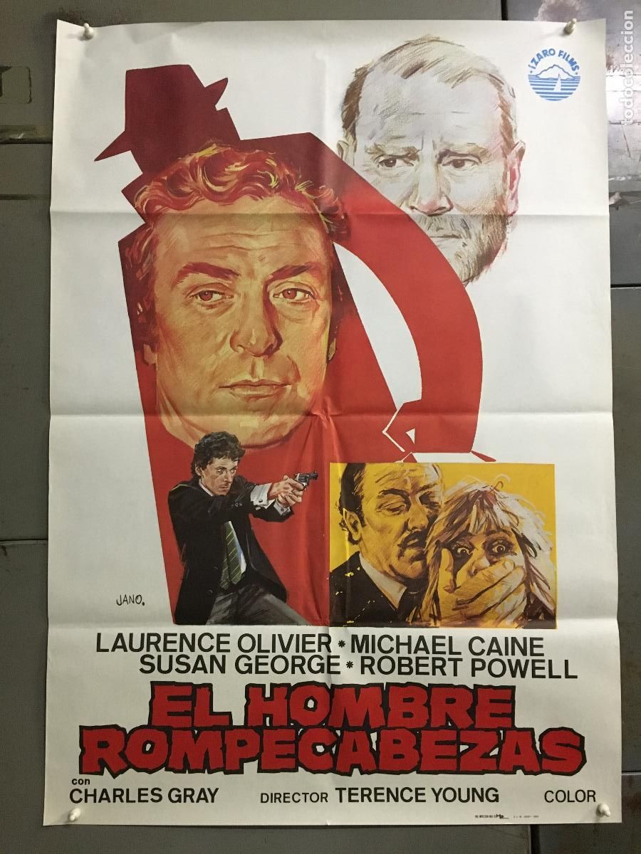 Cine: AFM62 EL HOMBRE ROMPECABEZAS MICHAEL CAINE LAURENCE OLIVIER JANO POSTER ORIGINAL 70X100 ESTRENO h7