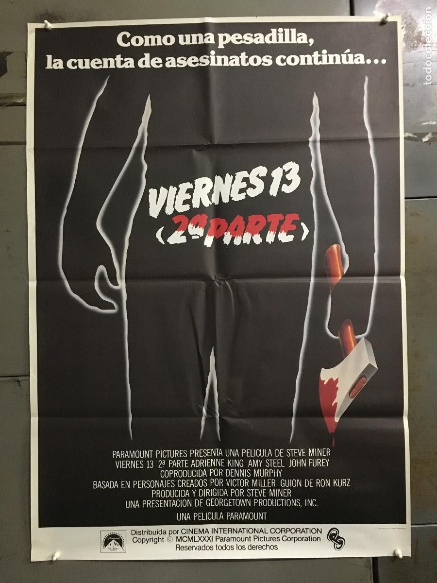 Cine: AFM65 VIERNES 13 2 STEVE MINER TERROR POSTER ORIGINAL 70X100 ESTRENO h6