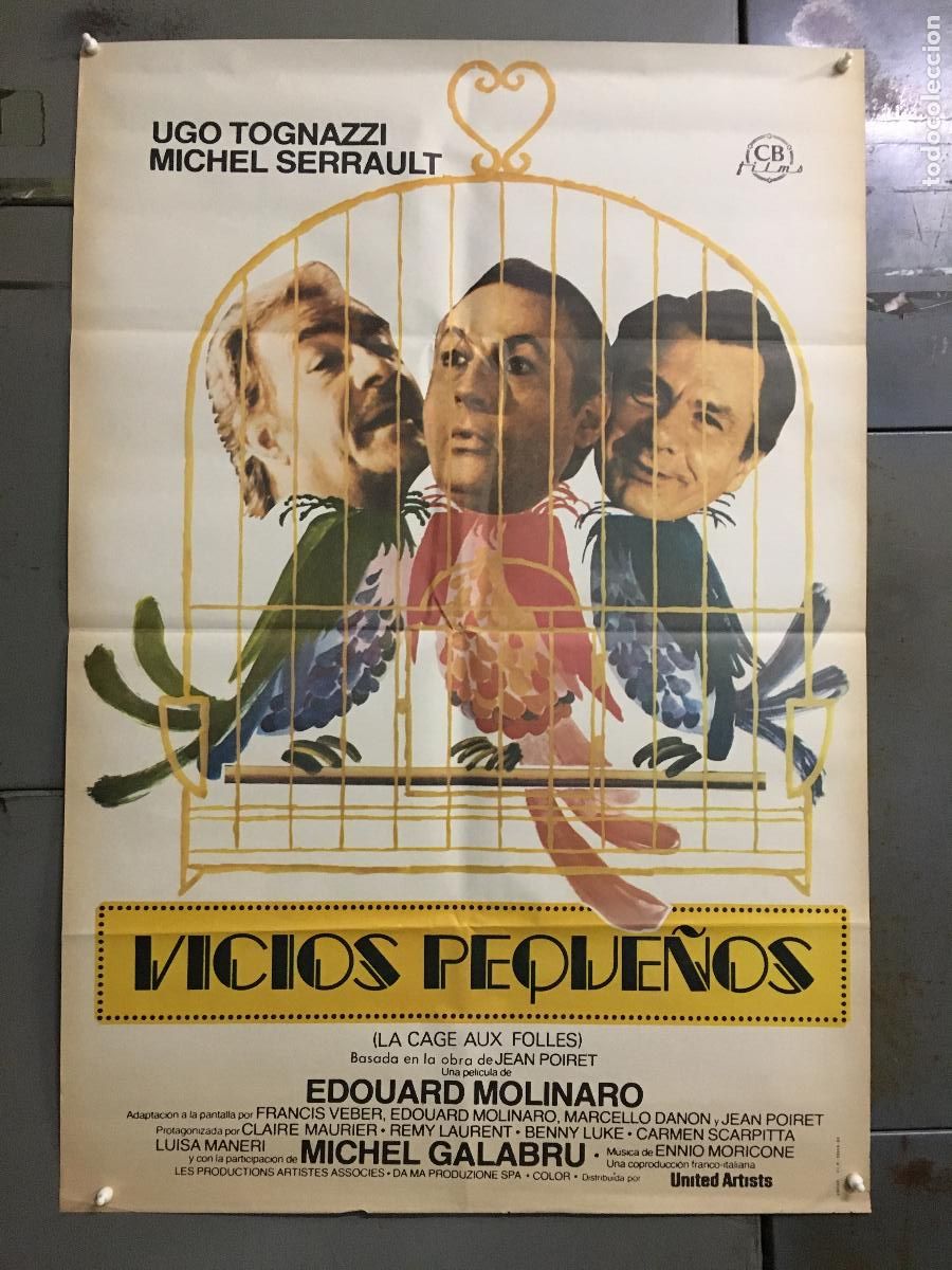 Cine: AFM69 VICIOS PEQUE&Ntilde;OS jaula de las locas UGO TOGNAZZI SERRAULT POSTER ORIGINAL 70X100 ESTRENO h5