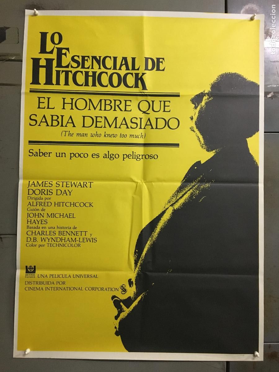 Cine: AFM73 EL HOMBRE QUE SABIA DEMASIADO ALFRED HITCHCOCK POSTER ORIGINAL 70X100 ESPA&Ntilde;OL h6