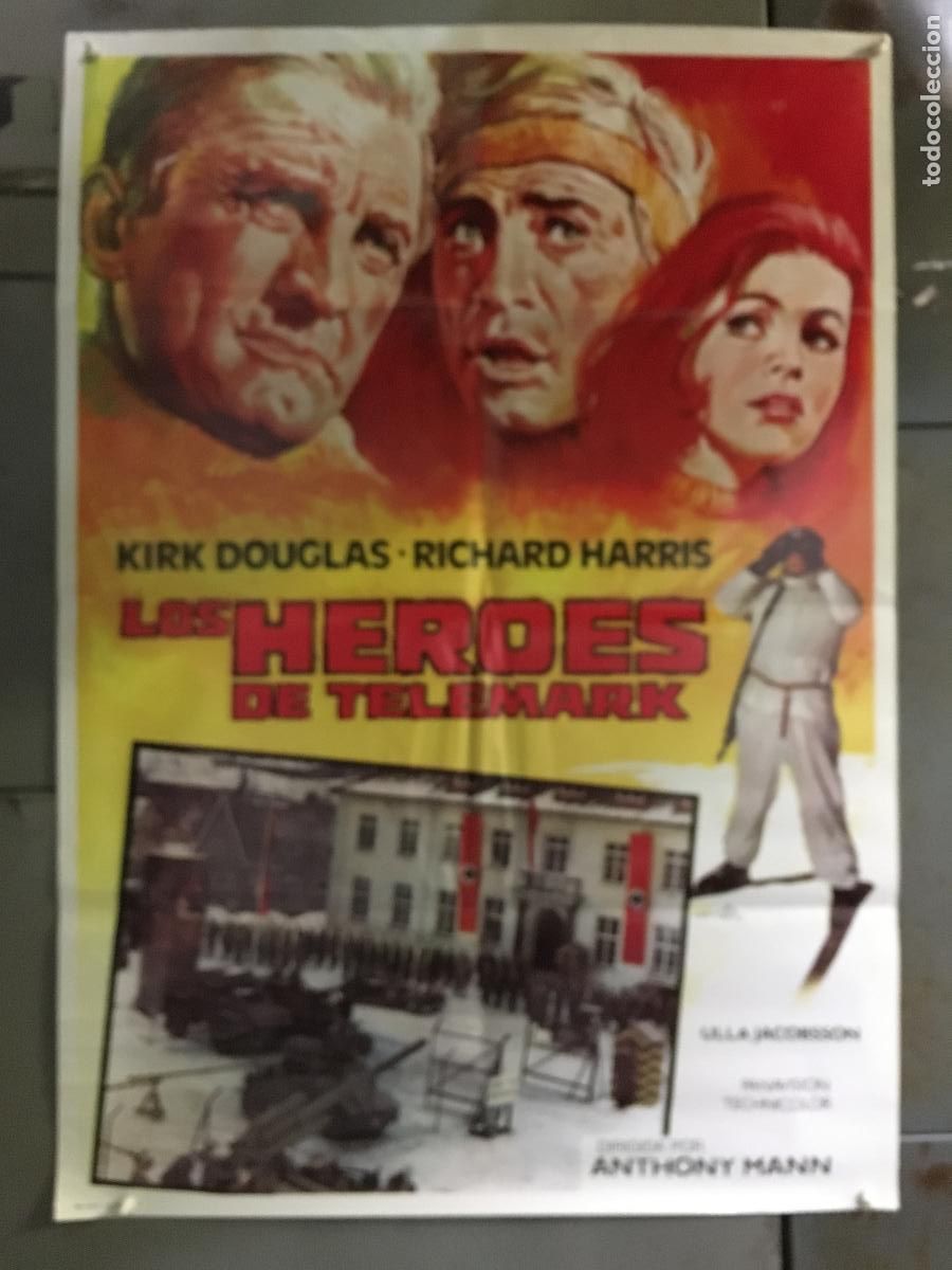 Cine: AFM90 LOS HEROES DE TELEMARK KIRK DOUGLAS RICHARD HARRIS POSTER ORIGINAL ESPA&Ntilde;OL 70X100 h7
