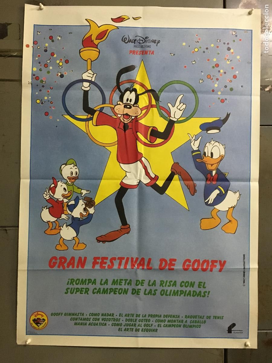 Cine: AFM94 GRAN FESTIVAL DE GOOFY WALT DISNEY OLIMPIADAS POSTER ORIGINAL 70X100 ESTRENO h6