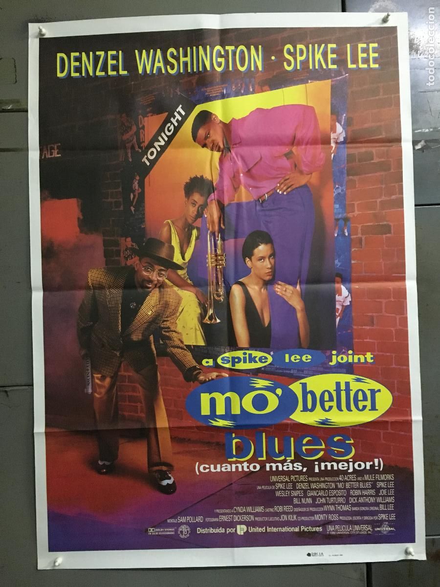 Cine: AFN07 MO BETTER BLUES SPIKE LEE DENZEL WASHINGTON POSTER ORIGINAL 70X100 ESTRENO h3