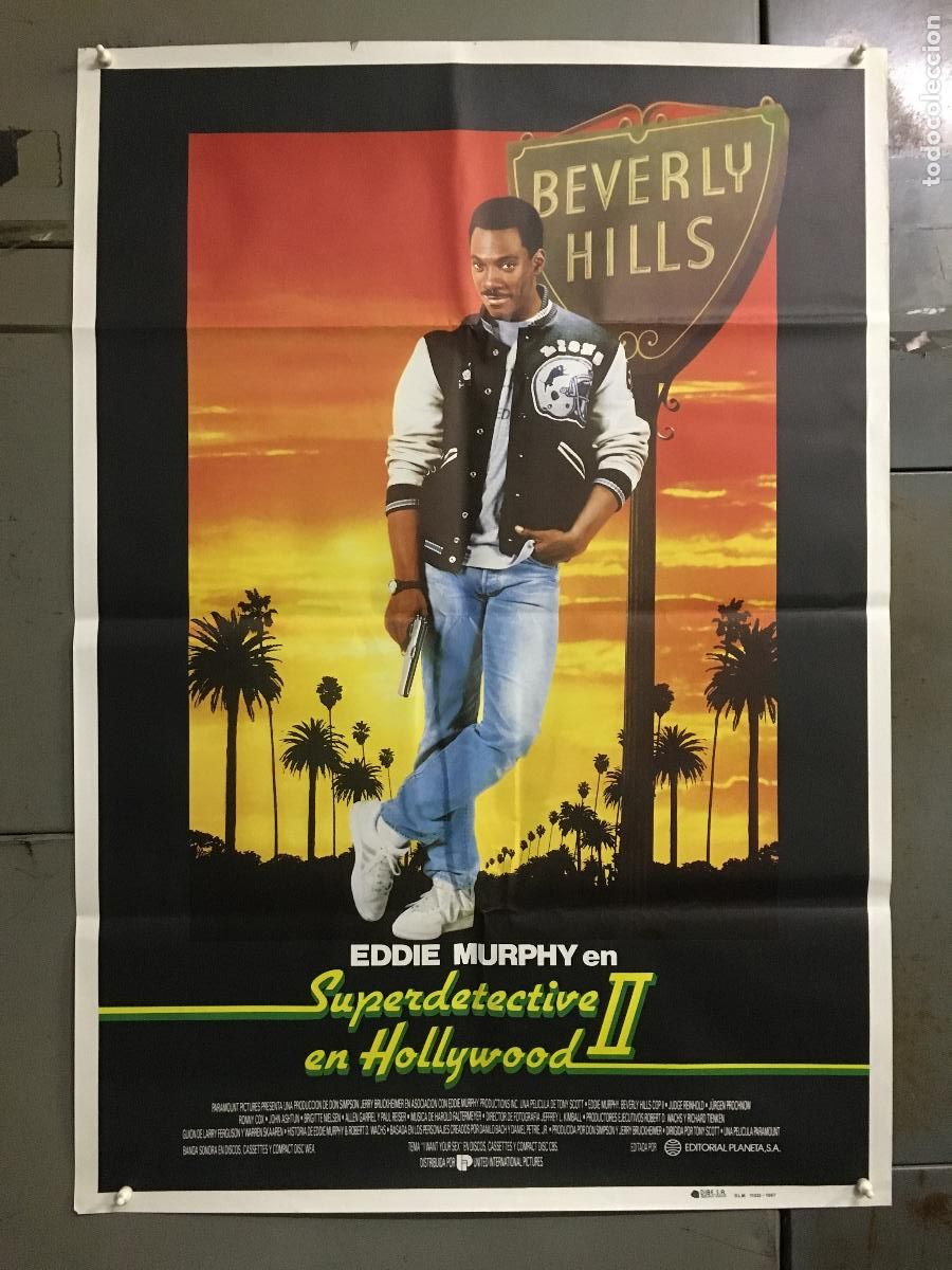 Cine: AFN09 SUPERDETECTIVE EN HOLLYWOOD 2 EDDIE MURPHY POSTER ORIGINAL 70X100 ESTRENO h7