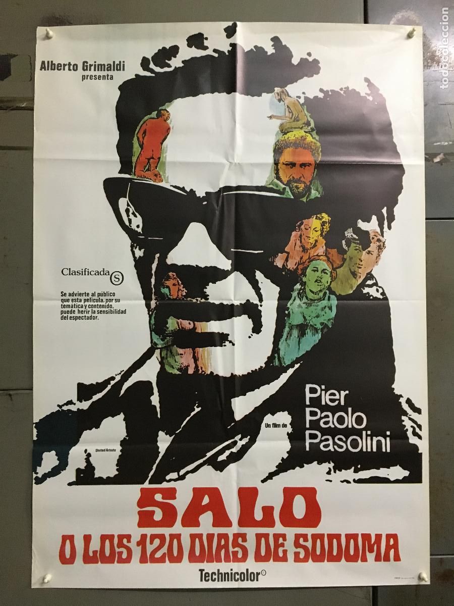 Cine: AFN12 SALO 120 DIAS DE SODOMA PASOLINI POSTER ORIGINAL 70X100 ESTRENO h3