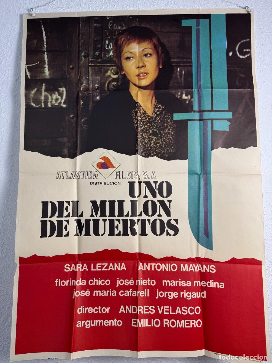 Cine: Cartel Original Uno del Mill&oacute;n de Muertos 1976 70x100 cm Cine Espa&ntilde;ol Sara Lezana Vintage N45
