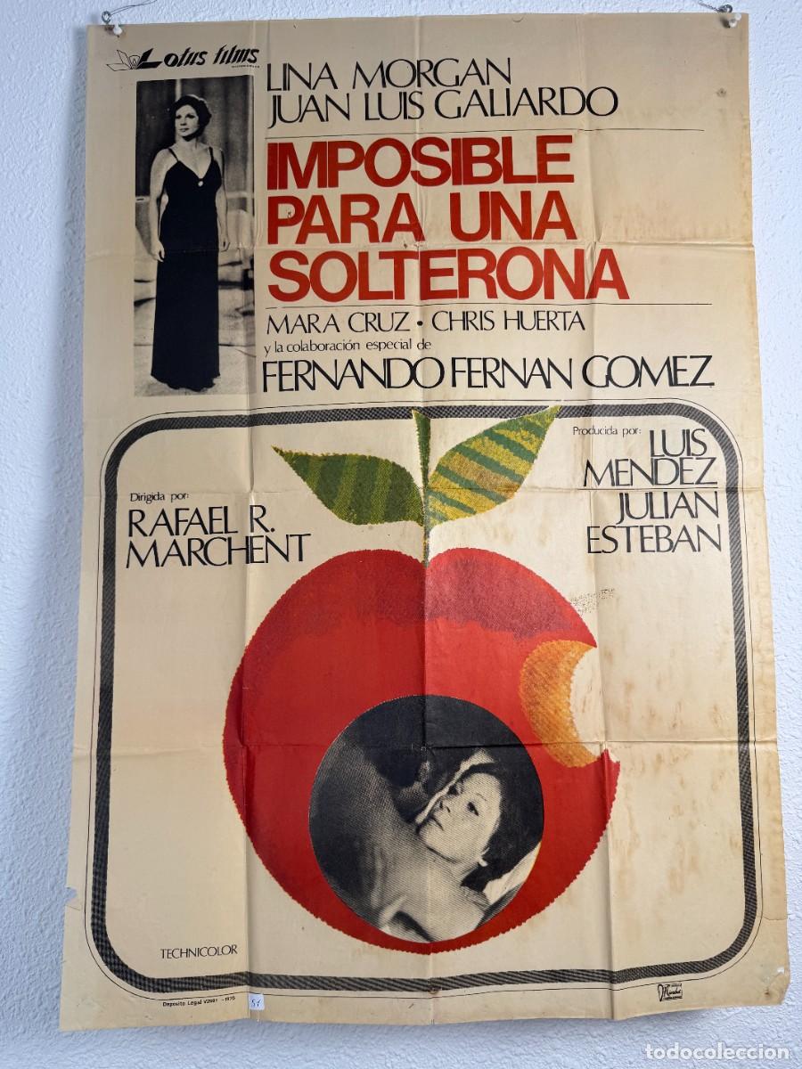 Kino: Cartel Original Imposible para una Solterona 1976 70x100 cm Lina Morgan Cine Espa&ntilde;ol Vintage N51