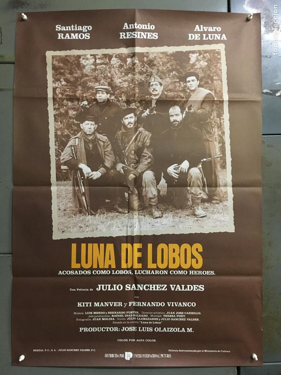 Cine: AFN23 LUNA DE LOBOS ANTONIO RESINES ALVARO SANTIAGO RAMOS MANVER POSTER ORIGINAL 70X100 ESTRENO h2