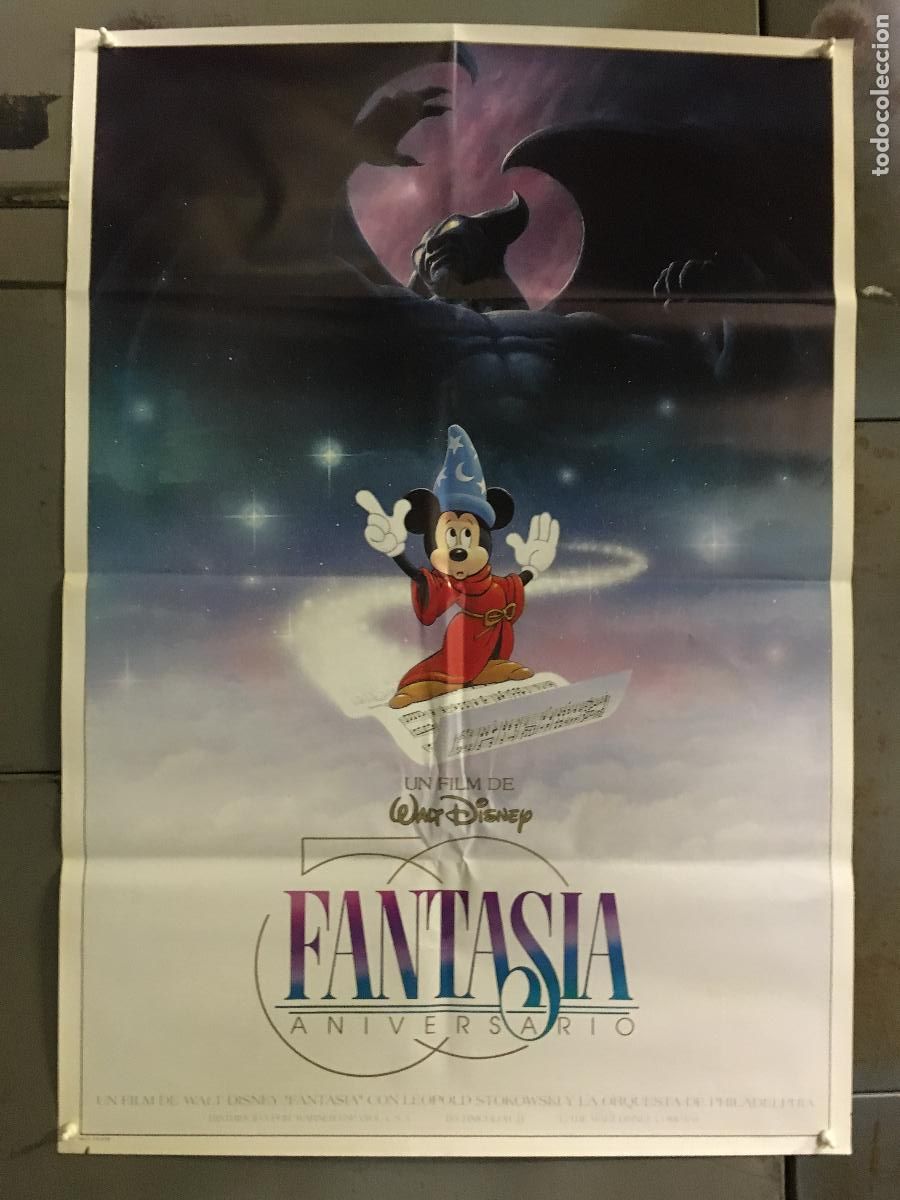 Cine: AFN25 FANTASIA WALT DISNEY MICKEY MOUSE STOKOWSKI POSTER ORIGINAL 70X100 ESPA&Ntilde;OL R-90 h2