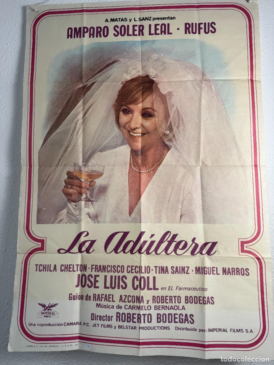 Cine: Cartel Original La Ad&uacute;ltera 1975 70x100 cm Amparo Soler Leal Cine Espa&ntilde;ol Vintage N57