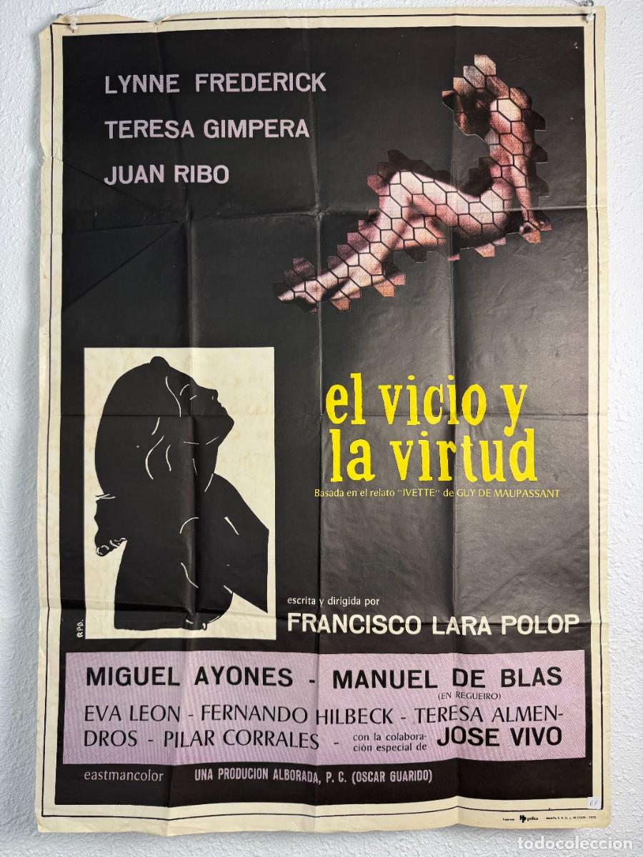 Cine: Cartel Original El Vicio y la Virtud 1975 70x100 cm Lynn Frederick Cine Espa&ntilde;ol Vintage N61