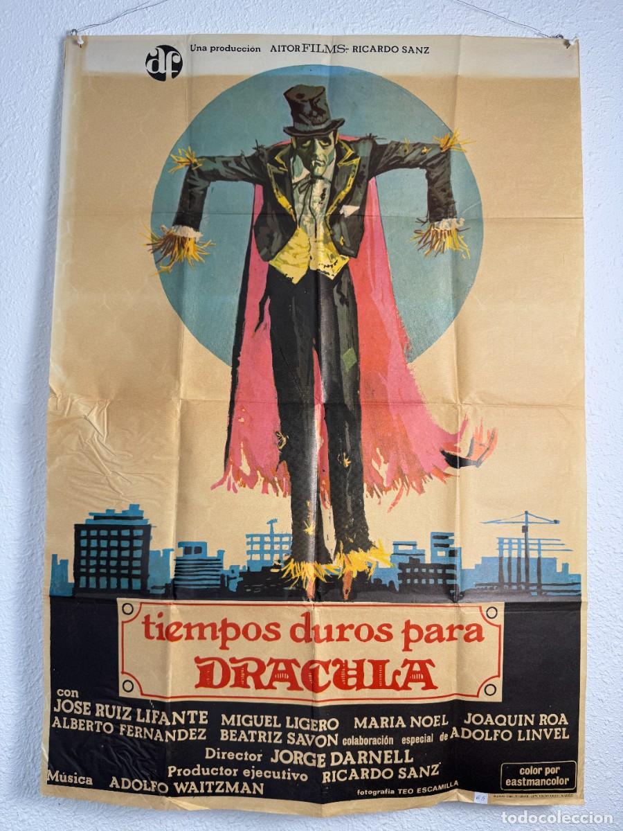 Cine: Cartel Original Tiempos Duros para Dr&aacute;cula 1976 70x100 cm Jos&eacute; Lifante Cine Espa&ntilde;ol Vintage N65