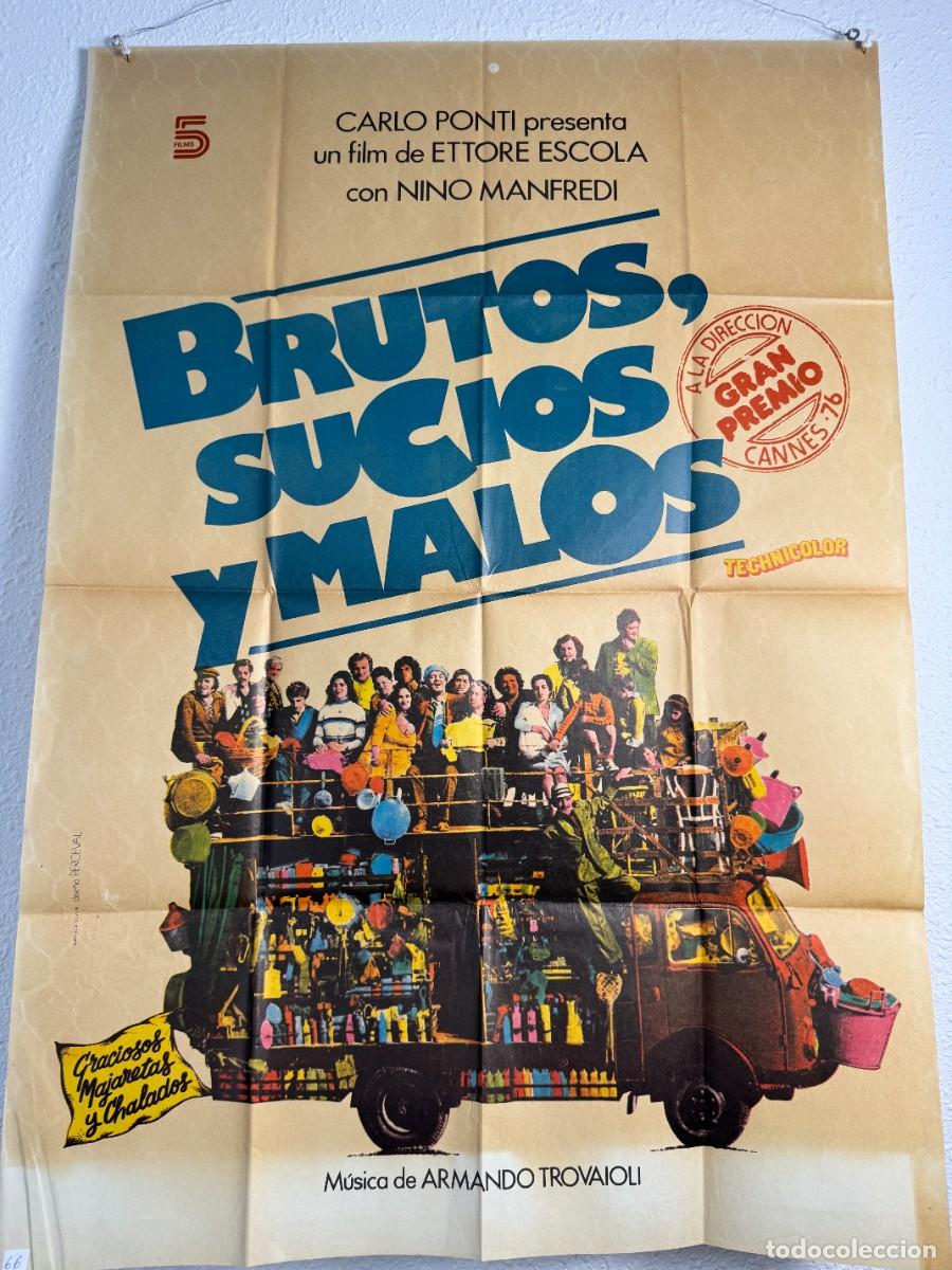 Cine: Cartel Original Brutti Sporchi e Cattivi 1976 70x100 cm Nino Manfredi Cine Espa&ntilde;ol Vintage N66