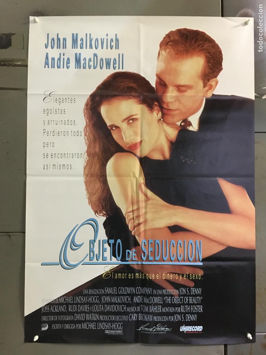 Cine: AFN38 OBJETO DE SEDUCCION JOHN MALKOVICH ANDIE MACDOWELL POSTER ORIGINAL 70X100 ESTRENO h4