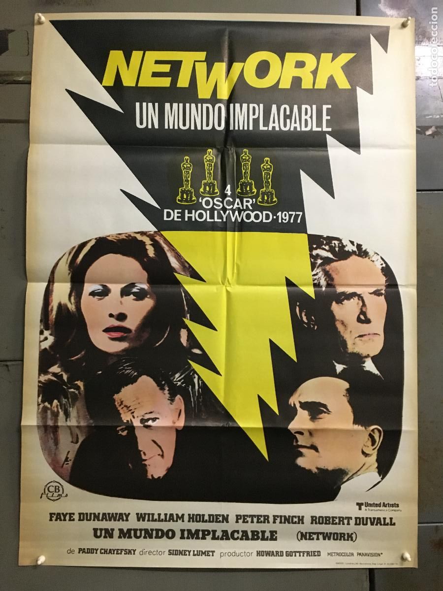 Cine: AFN43 NETWORK WILLIAM HOLDEN FAYE DUNAWAY POSTER ORIGINAL 70X100 ESTRENO h3