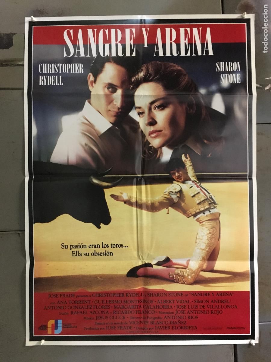 Cine: AFN44 SANGRE Y ARENA SHARON STONE JAVIER ELORRIETA TOROS POSTER 70X100 ESTRENO h4