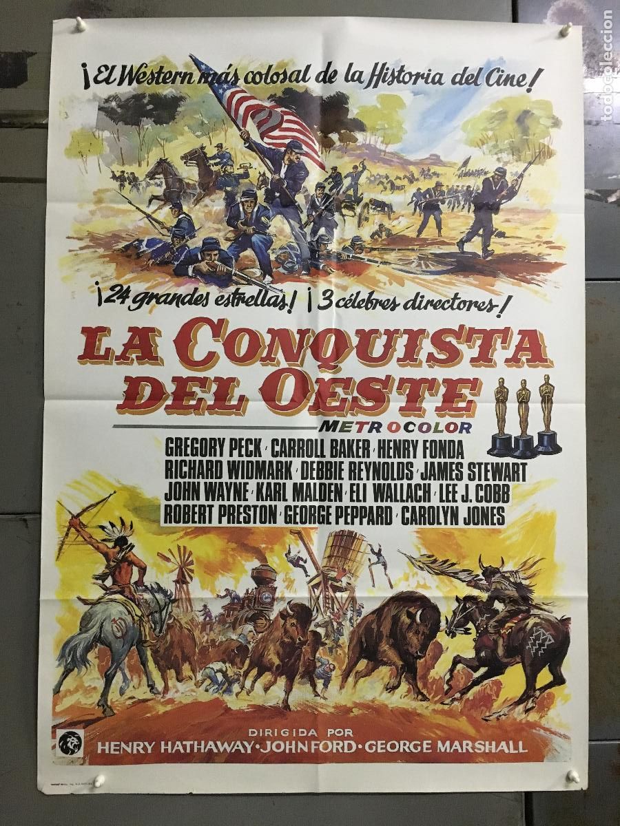 Cine: AFN48 LA CONQUISTA DEL OESTE JOHN WAYNE POSTER ORIGINAL 70X100 ESPA&Ntilde;OL R-84 h2