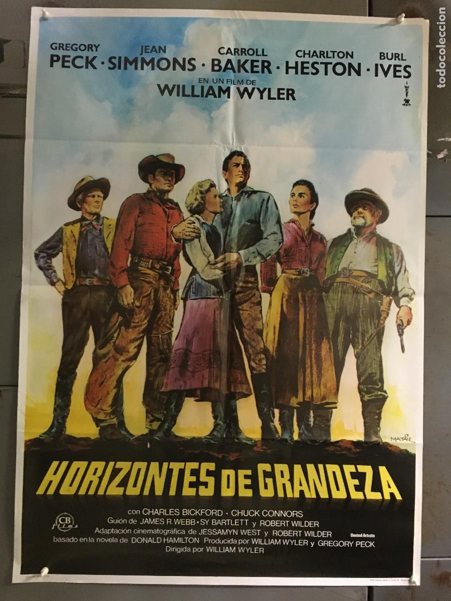 Cine: AFN49 HORIZONTES DE GRANDEZA GREGORY PECK CHARLTON HESTON POSTER ORIGINAL 70X100 ESPA&Ntilde;OL R-83 h4