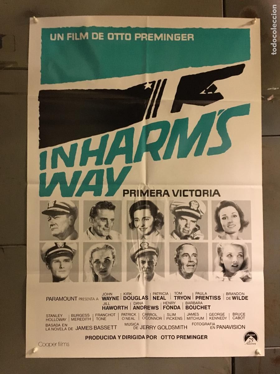Cine: AFN59 PRIMERA VICTORIA JOHN WAYNE OTTO PREMINGER POSTER ORIGINAL 70X100 ESPA&Ntilde;OL h4
