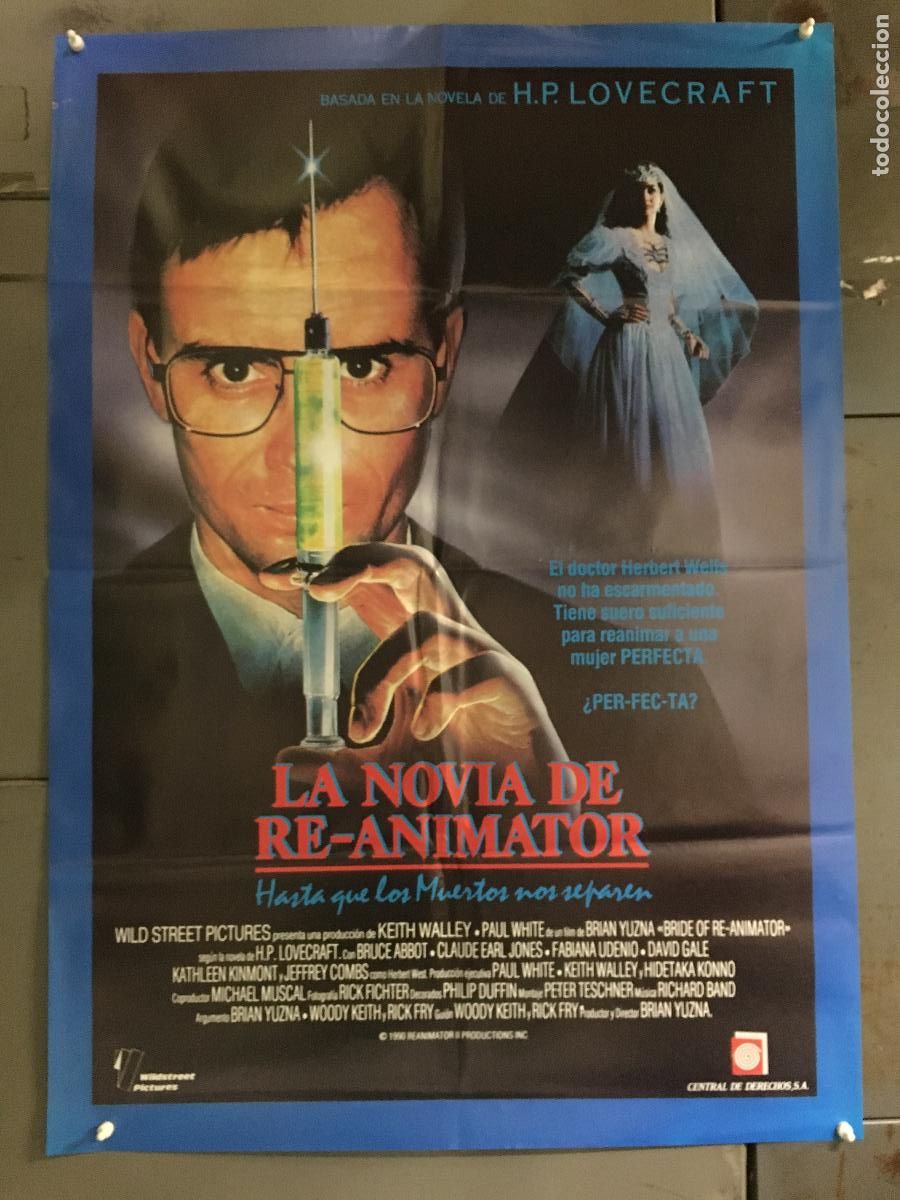 Cine: AFN60 LA NOVIA DE RE-ANIMATOR H. P. LOVECRAFT BRIAN YUZNA POSTER ORIGINAL 70X100 ESTRENO h3