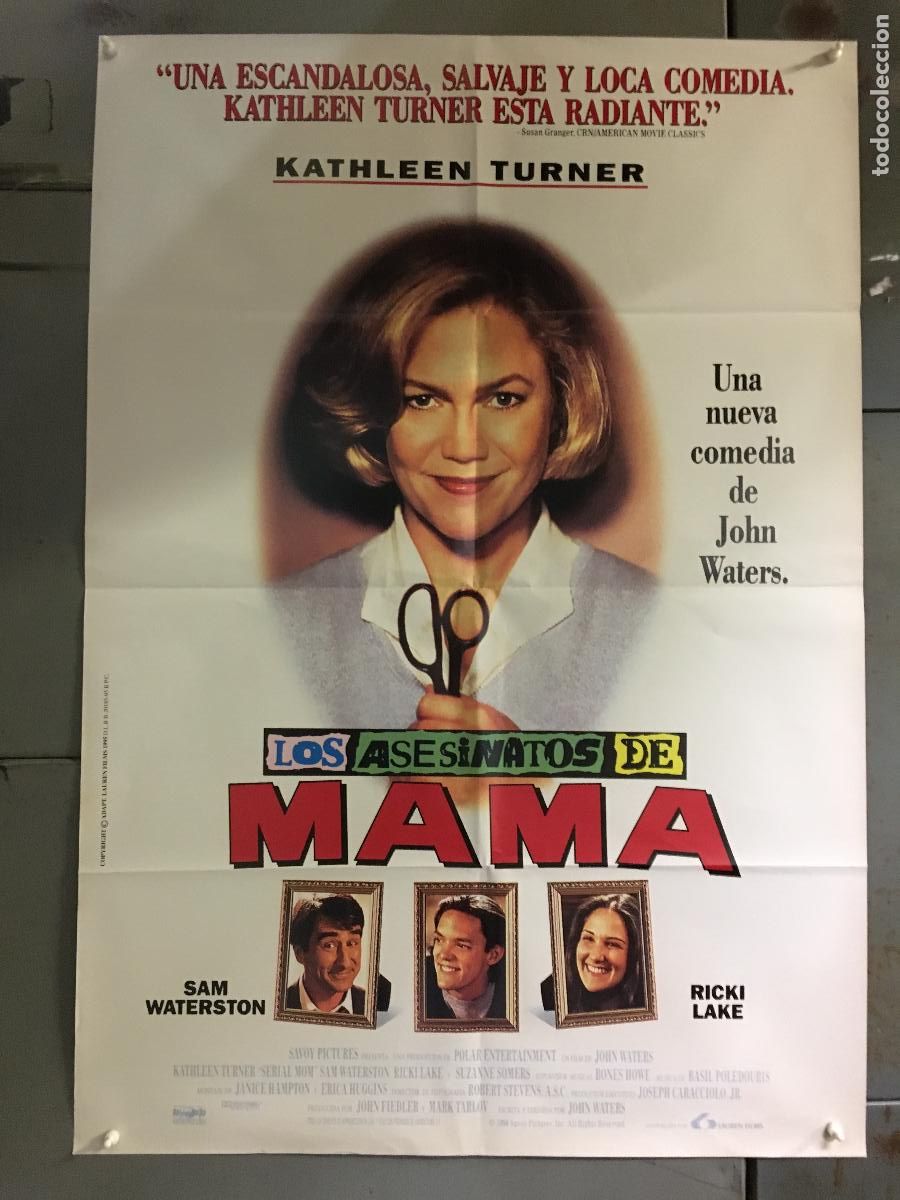Cine: AFN63 LOS ASESINATOS DE MAMA KATHLEEN TURNER JOHN WATERS POSTER ORIGINAL 70X100 ESTRENO h1