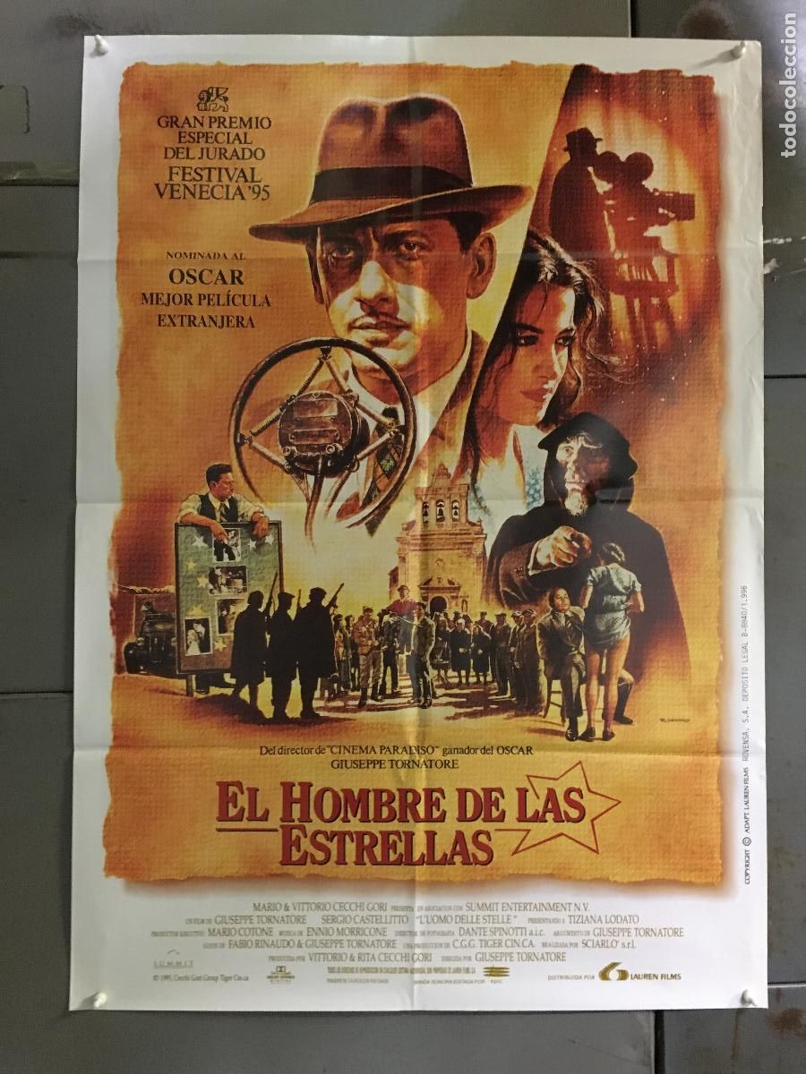 Cine: AFN65 EL HOMBRE DE LAS ESTRELLAS GIUSEPPE TORNATORE CASARO POSTER ORIGINAL 70X100 ESTRENO h1