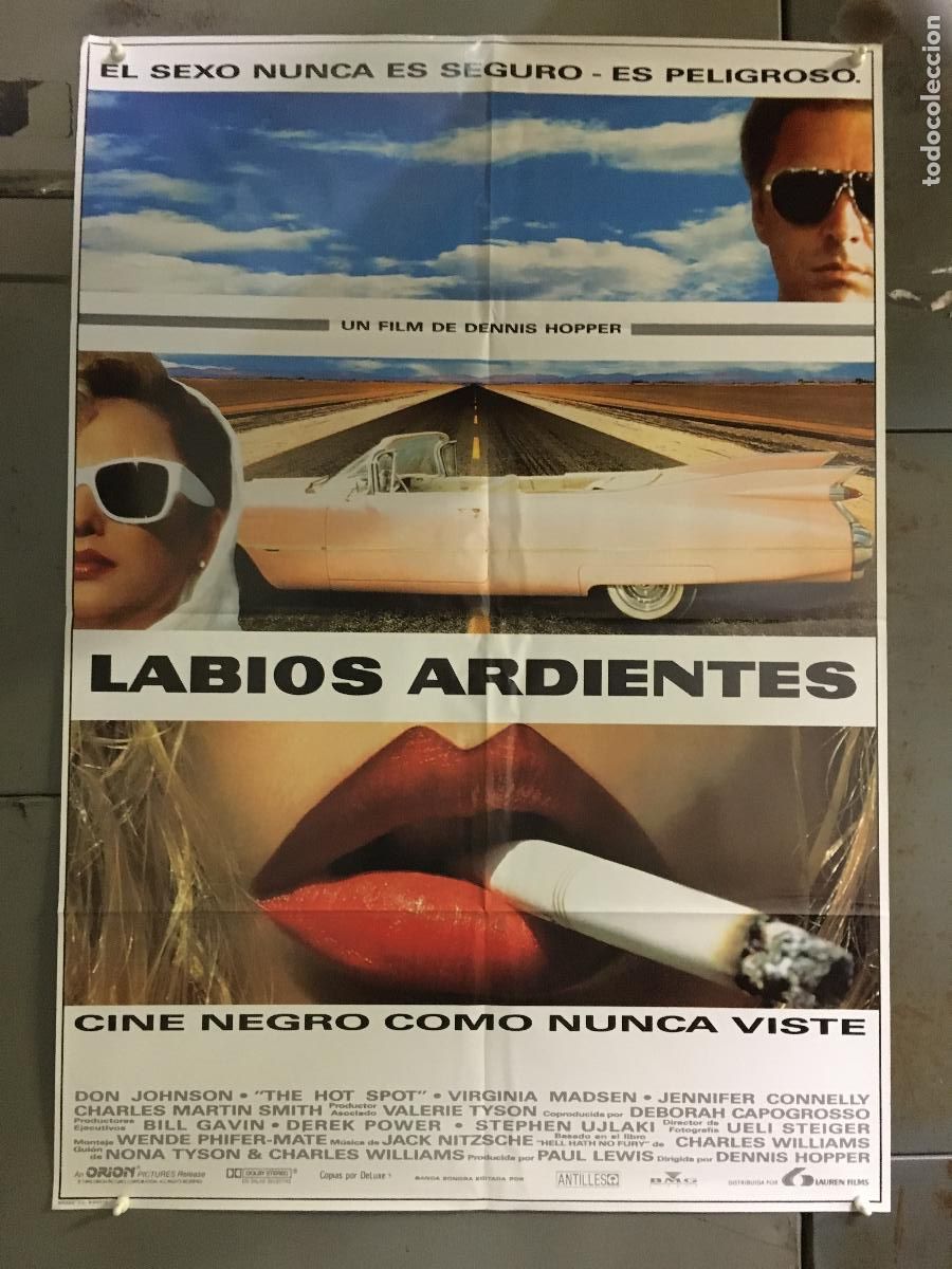 Cine: AFN67 LABIOS ARDIENTES JENNIFER CONNELLY VIRGINIA MADSEN DON JOHNSON POSTER ORIG 70X100 ESTRENO h0