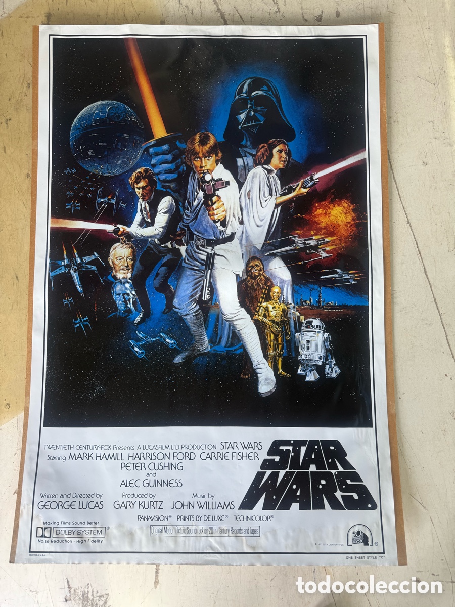 Cine: Poster original , sin faltas de papel. Star wars 1977. Printed usa