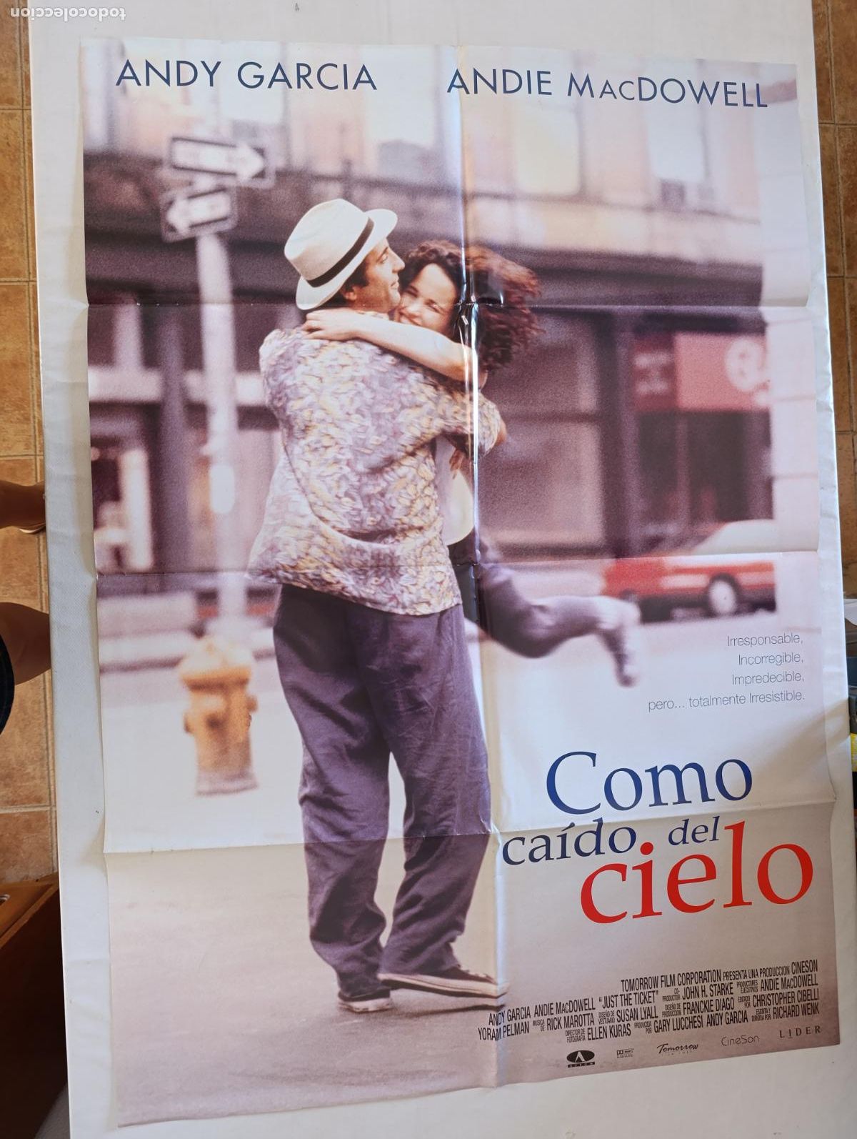 Cine: POSTER ORIGINAL COMO CAIDO DEL CIELO - 97 X 68 CM - ANDY GARCIA, ANDIE MACDOWELL (385)