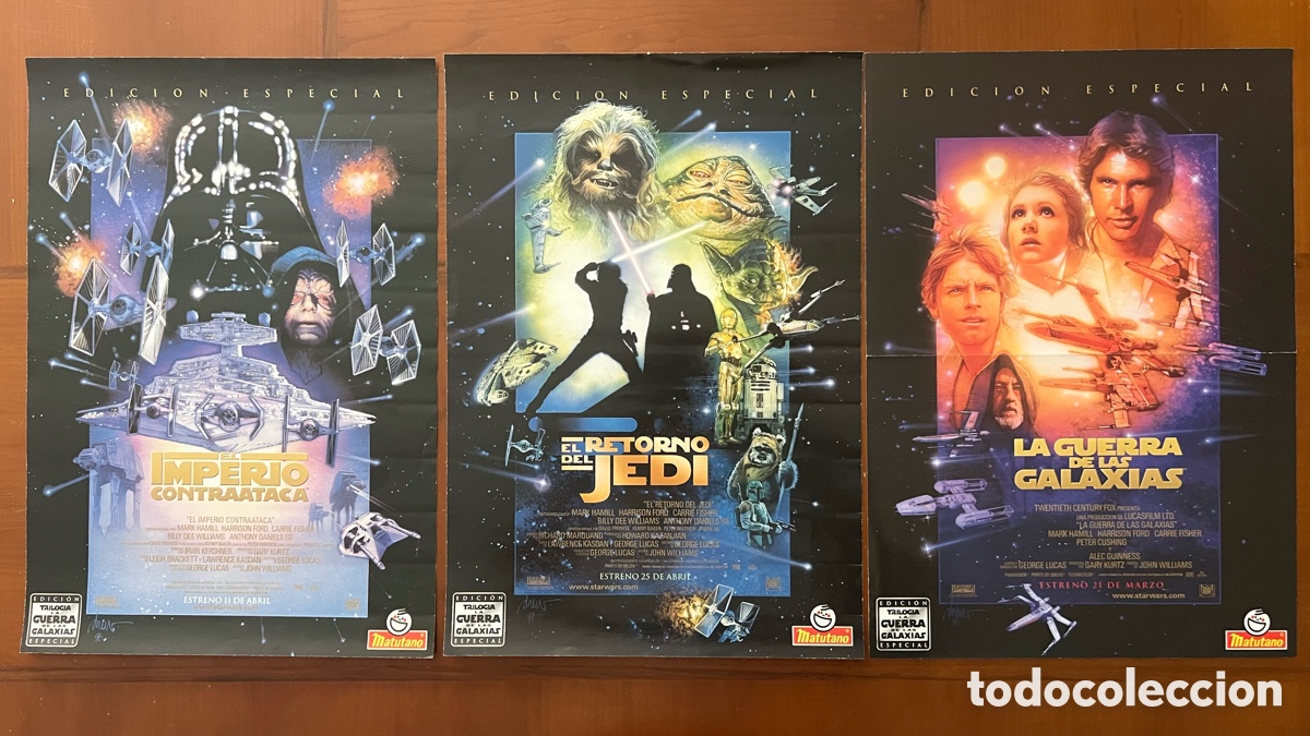Cine: Lote 3 posters promocionales Star Wars Matutano La Guerra de las Galaxias. 28 x 40 cm. 1997
