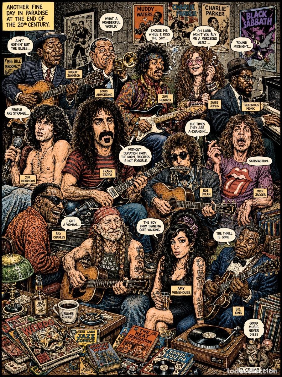 Cine: REUNION IN PARADISE - Robert Crumb collection !! cartel concierto 30x40 !!