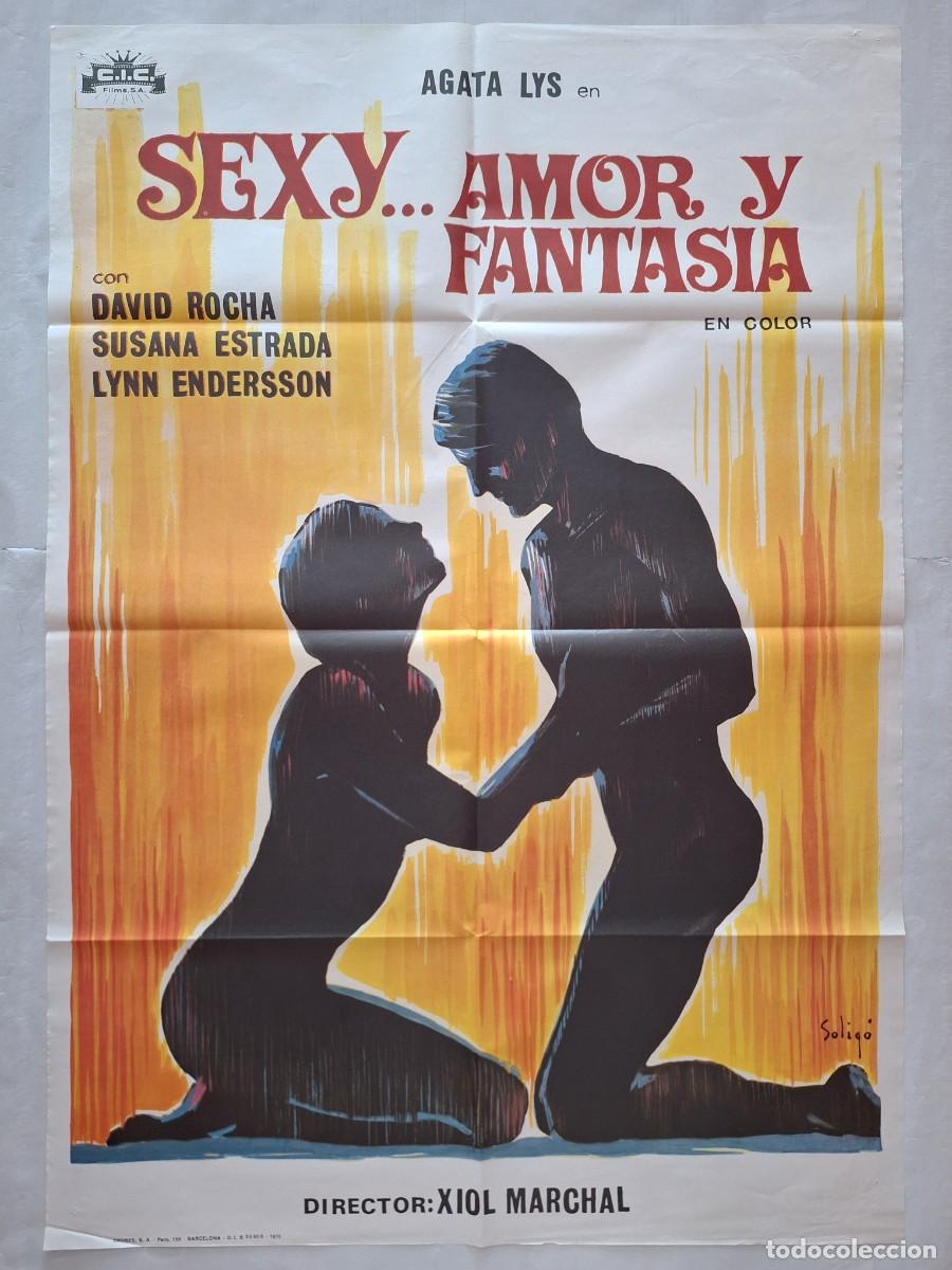 Cine: ANTIGUO CARTEL CINE SEXY ... AMOR Y FANTASIA AGATA LYS 1976 RV P-2045