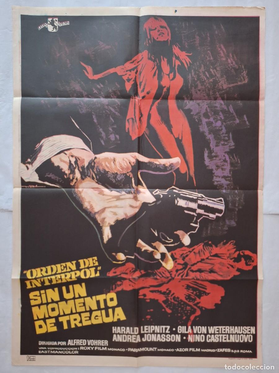 Cine: ANTIGUO CARTEL CINE ORDEN DE INTERPOL SIN UN MOMENTO DE TREGUA ALFRED VOHRER MAC 1976 RV P-2050