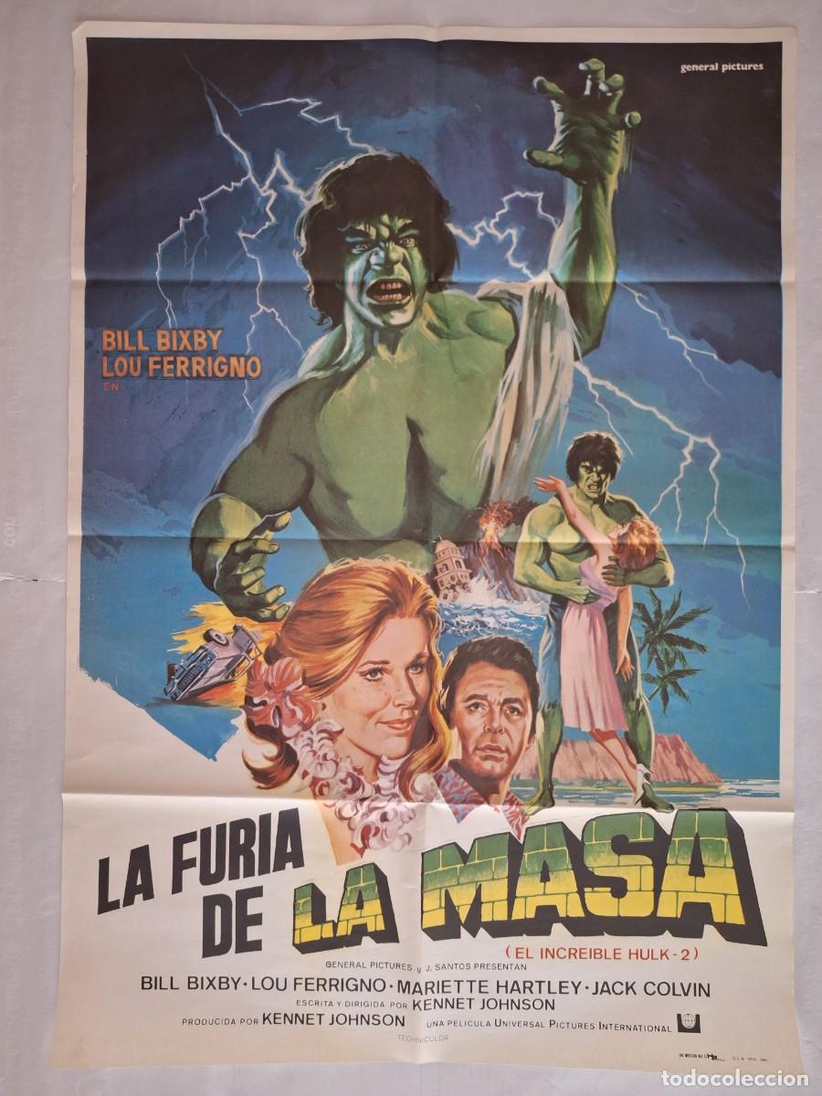 Cine: ANTIGUO CARTEL CINE LA FURIA DE LA MASA BILL BIXBY LOU FERRIGNO 1983 RV P-2057