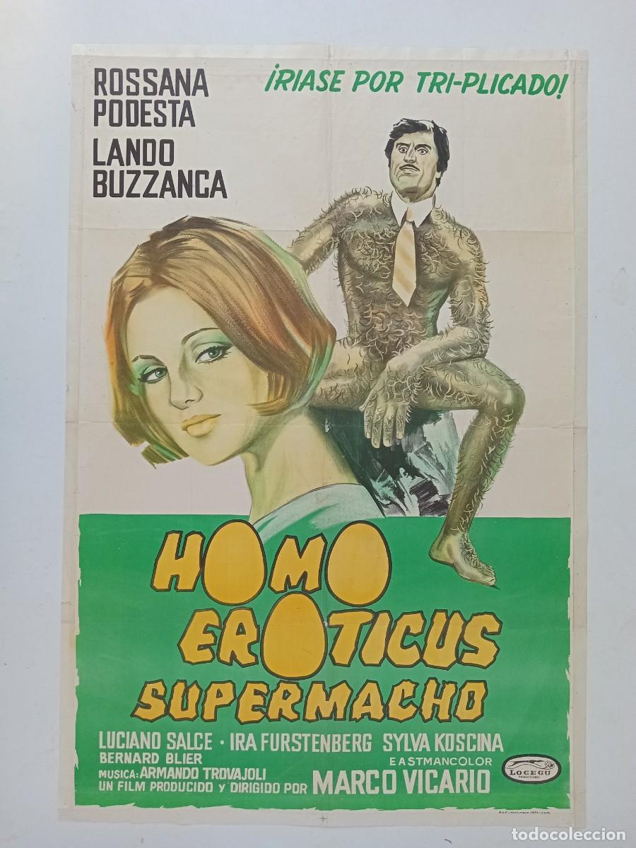 Cine: HOMO EROTICUS (1971) cartel argentino 110 x 75 litografico Rossana Podesta Lando Buzzanca