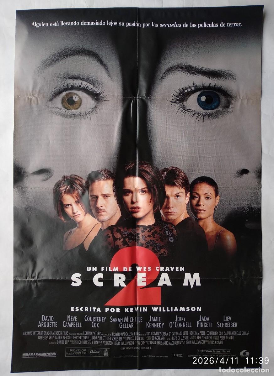 Cin&eacute;ma: SCREAM 2, con Neve Campbell. P&Oacute;STER 68,5 X 99,5 CMS. 1997.