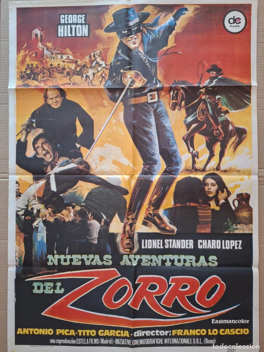 Cine: CARTEL CINE PELICULA NUEVAS AVENTURAS DEL ZORRO GEORGE HILTON CHARO LOPEZ A&Ntilde;O 1976 A 295