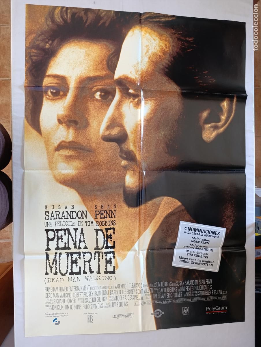 Cine: POSTER ORIGINAL PENA DE MUERTE - 97 X 68 CM - SUSAN SARANDON, SEAN PENN (387)